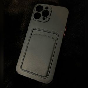 Black Silicone iPhone 13 Pro Max Phone Case with Card Holder